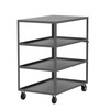 Steel 4-Shelf 12 Gauge Utility Cart, Flat Top 48"L x 30" W x 56" H, 3600 lb. Capacity, (4) Non-Marking Phenolic Casters, Gray