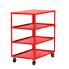 Steel 4-Shelf 12 Gauge Utility Cart, Flat Top 48"L x 30" W x 56" H, 3600 lb. Capacity, (4) Non-Marking Phenolic Casters, Red