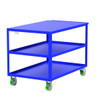 Valley Craft Steel 3-Shelf 12 Gauge Utility Cart, Flat Top, 48"L x 30" W x 36" H, 2000 lb. Capacity, (4) Non-Marking Poly Casters, Blue 