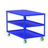 Valley Craft Steel 3-Shelf 12 Gauge Utility Cart, Flat Top, 48"L x 30" W x 36" H, 2000 lb. Capacity, (4) Non-Marking Poly Casters, Blue 