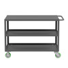 Valley Craft Steel 3-Shelf 12 Gauge Utility Cart, Flat Top, 48"L x 30" W x 36" H, 2000 lb. Capacity, (4) Non-Marking Poly Casters, Gray 