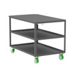 Valley Craft Steel 3-Shelf 12 Gauge Utility Cart, Flat Top, 48"L x 30" W x 36" H, 2000 lb. Capacity, (4) Non-Marking Poly Casters, Gray 