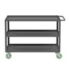 Valley Craft Steel 3-Shelf 12 Gauge Utility Cart, 48"L x 30" W x 36" H, 2000 lb. Capacity, (4) Non-Marking Poly Casters, Gray 