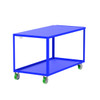 Valley Craft Steel 2-Shelf 12 Gauge Utility Cart, Flat Top, 60"L x 30" W x 36" H, 2000 lb. Capacity, (4) Non-Marking Poly Casters, Blue  Valley Craft Steel 2-Shelf 12 Gauge Utility Cart, Flat Top, 60"L x 30" W x 36" H, 2000 lb. Capacity, (4) Non-Marking Poly Casters, Blue