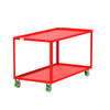 Valley Craft Steel 2-Shelf 12 Gauge Utility Cart, 60"L x 30" W x 36" H, 2000 lb. Capacity, (4) Non-Marking Poly Casters, Red 