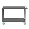 Valley Craft Steel 2-Shelf 12 Gauge Utility Cart, 48"L x 30" W x 36" H, 2000 lb. Capacity, (4) Non-Marking Poly Casters, Gray 