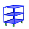 Valley Craft Steel 3-Shelf 12 Gauge Utility Cart, 36"L x 24" W x 36" H, 2000 lb. Capacity, (4) Non-Marking Poly Casters, Blue 