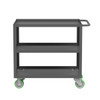 Valley Craft Steel 3-Shelf 12 Gauge Utility Cart, 36"L x 24" W x 36" H, 2000 lb. Capacity, (4) Non-Marking Poly Casters, Gray 