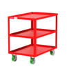 Valley Craft Steel 3-Shelf 12 Gauge Utility Cart, 36"L x 24" W x 36" H, 2000 lb. Capacity, (4) Non-Marking Poly Casters, Red 