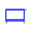 Valley Craft Steel 2-Shelf 12 Gauge Utility Cart, 48"L x 24" W x 36" H, 2000 lb. Capacity, (4) Non-Marking Poly Casters, Blue 