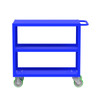 Valley Craft Steel 3-Shelf 12 Gauge Utility Cart, Flat Top, 36"L x 18" W x 36" H, 2000 lb. Capacity, (4) Non-Marking Poly Casters, Blue 