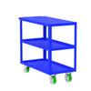 Valley Craft Steel 3-Shelf 12 Gauge Utility Cart, Flat Top, 36"L x 18" W x 36" H, 2000 lb. Capacity, (4) Non-Marking Poly Casters, Blue 