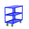 Valley Craft Steel 3-Shelf 12 Gauge Utility Cart, Flat Top, 36"L x 18" W x 36" H, 2000 lb. Capacity, (4) Non-Marking Poly Casters, Blue 