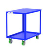 Valley Craft Steel 2-Shelf 12 Gauge Utility Cart, Flat Top, 36"L x 24" W x 36" H, 2000 lb. Capacity, (4) Non-Marking Poly Casters, Blue 
