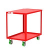 Valley Craft Steel 2-Shelf 12 Gauge Utility Cart, Flat Top, 36"L x 24" W x 36" H, 2000 lb. Capacity, (4) Non-Marking Poly Casters, Red 