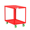 Valley Craft Steel 2-Shelf 12 Gauge Utility Cart, Flat Top, 36"L x 24" W x 36" H, 2000 lb. Capacity, (4) Non-Marking Poly Casters, Red 