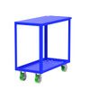 Valley Craft Steel 2-Shelf 12 Gauge Utility Cart, Flat Top, 36"L x 18" W x 36" H, 2000 lb. Capacity, (4) Non-Marking Poly Casters, Blue 