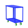 Valley Craft Steel 2-Shelf 12 Gauge Utility Cart, Flat Top, 36"L x 18" W x 36" H, 2000 lb. Capacity, (4) Non-Marking Poly Casters, Blue 