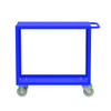 Valley Craft Steel 2-Shelf 12 Gauge Utility Cart, Flat Top, 36"L x 18" W x 36" H, 2000 lb. Capacity, (4) Non-Marking Poly Casters, Blue 