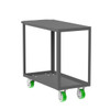 Valley Craft Steel 2-Shelf 12 Gauge Utility Cart, Flat Top, 36"L x 18" W x 36" H, 2000 lb. Capacity, (4) Non-Marking Poly Casters, Gray 