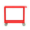 Valley Craft Steel 2-Shelf 12 Gauge Utility Cart, Flat Top, 36"L x 18" W x 36" H, 2000 lb. Capacity, (4) Non-Marking Poly Casters, Red 