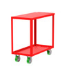 Valley Craft Steel 2-Shelf 12 Gauge Utility Cart, Flat Top, 36"L x 18" W x 36" H, 2000 lb. Capacity, (4) Non-Marking Poly Casters, Red 