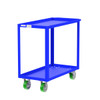 Valley Craft Steel 2-Shelf 12 Gauge Utility Cart, 36"L x 18" W x 36" H, 2000 lb. Capacity, (4) Non-Marking Poly Casters, Blue 
