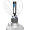 CP Lab Safety Waste Manifold Port Cap, 83B, 4-Port, XL size (3 x 1/4" NPT, 1 x 1/2"), with multiple tubing connections on a laboratory container.