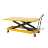 1100 lb Capacity Long Deck Scissors Table with Hydraulic foot pump and Manually operated
