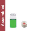 WHEATON® MicroLiter 20mL Amber Vial Kit, White PP Open Top Cap, Bonded PTFE/Silicone Septa, pack/100
