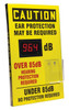 Caution Decibel Meter Sign, OSHA Compliant, Ear Plug Dispenser, Aluminum Face, 20"x12"x1", Each