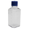 Square Media Bottles, Polycarbonate, Blue Cap, 500mL, case/24