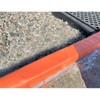 UltraTech Berm Builder Plus, 2'', includes mounting strips and anchors, orange safety barrier around a gravel berm.