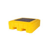 UltraTech Spill Pallet P4 Plus with Drain, Yellow, and Black Grate for Spill Containment.