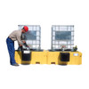 UltraTech Twin IBC Spill Pallet with 2 bucket shelves, with drain for safe chemical storage and spill containment.