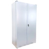 Valley Craft Deluxe Deep Door Heavy Duty Steel Storage Cabinet, 48 inches wide, 24 inches deep, 78 inches high with white finish, featuring 6 external doors, 3 internal shelves, and a 24-piece bin kit, designed for commercial garage and warehouse organization, with a 1000 lb capacity per shelf.