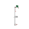 Justrite Hughes Emergency Shower and Eyewash Station, Floor Mounted Combination Unit with Closed ABS Bowl, Stainless Steel Pipe, Bottom Inlet
