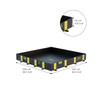Justrite Rigid-Lock QuickBerm 8' x 8' x 12" Drive-Over Spill Containment Berm, 475 Gallon, Black, for Vehicle Access Oil & Chemical Spill Control, featuring a black rubber-like material with yellow locking latches and dimensions of 240 cm by 240 cm base with 12-inch height, designed for spill containment.
