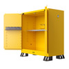 Justrite Utili-Guard+™ Flammable Safety Cabinet, 45 Gallon, Self-Close 2-Door with Attachments, 2 Shelves, Industrial Chemical Storage, Yellow Finish