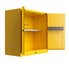 Justrite Utili-Guard+™ Flammable Safety Cabinet, 90 Gallon, Self-Close 2-Door with Attachments, 2 Shelves, Industrial Chemical Storage, Yellow Finish