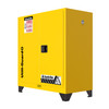 Justrite Utili-Guard+™ Flammable Safety Cabinet, 90 Gallon, Self-Close 2-Door with Attachments, 2 Shelves, Industrial Chemical Storage, Yellow Finish