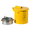 Wash Tank with Basket For Small Parts Cleaning, 1 Gallon, Self-Close Cover with Fusible Link, Steel, Yellow
