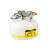 Quick-Disconnect Disposal Safety Can, Polypropylene Fittings For 3/8" Tubing, 2 Gallon, Poly, White