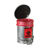 Biohazard Waste Can, 6 Gallon, Foot-Operated Self-Closing SoundGard Cover, Silver