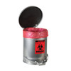 Biohazard Waste Can, 10 Gallon, Foot-Operated Self-Closing SoundGard Cover, Silver