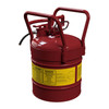Justrite® Type II D.O.T. Steel Safety Can, AccuFlow, 5 gallon, 5/8" Spout, Roll Bars, Red