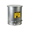 Oily Waste Can, 14 Gallon, Foot-Operated Self-Closing SoundGard Cover, Silver