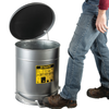 Oily Waste Can, 14 Gallon, Foot-Operated Self-Closing SoundGard Cover, Silver