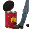 Oily Waste Can, 10 Gallon, Foot-Operated Self-Closing SoundGard Cover, Red