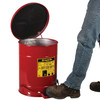 Oily Waste Can, 10 Gallon, Foot-Operated Self-Closing SoundGard Cover, Red